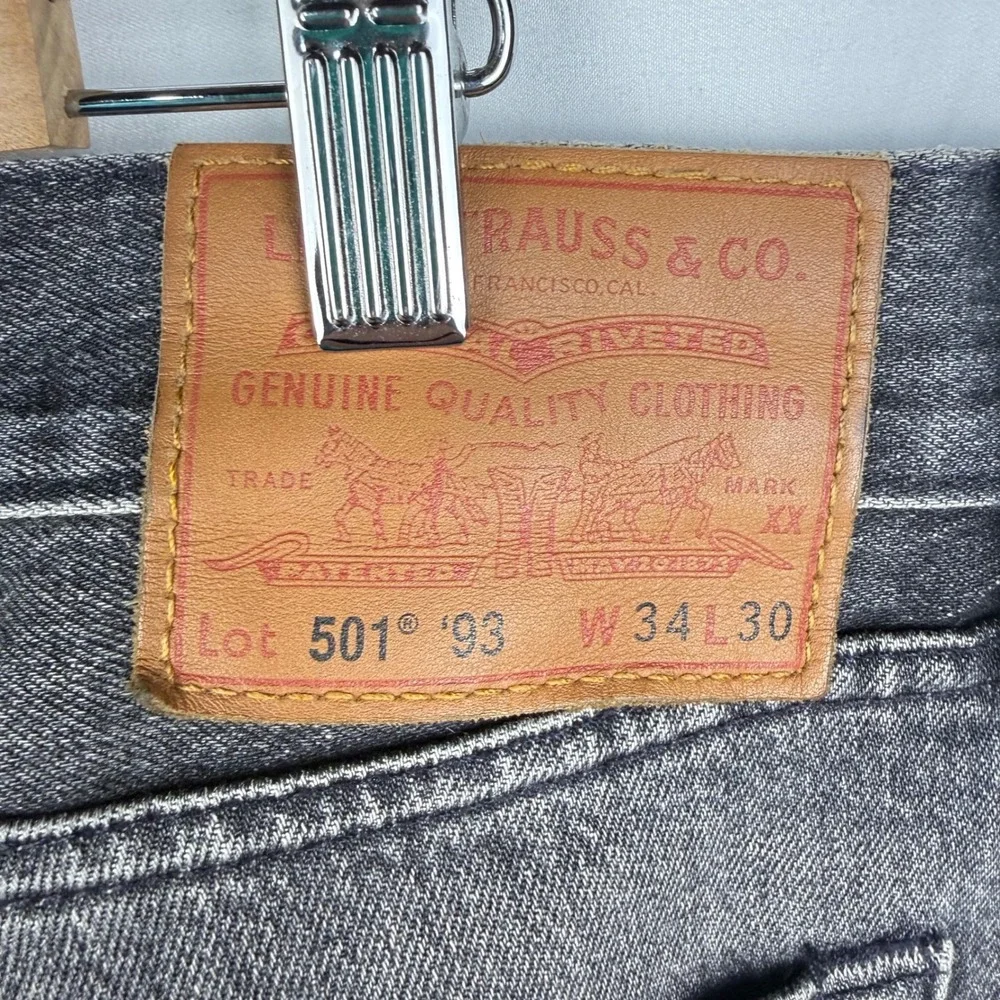 Levi's 501 Premium Faded Black Button Fly Straight Jeans 34x30 Vintage Inspired